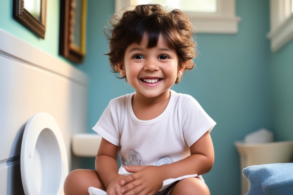 baby in bathroom laughing